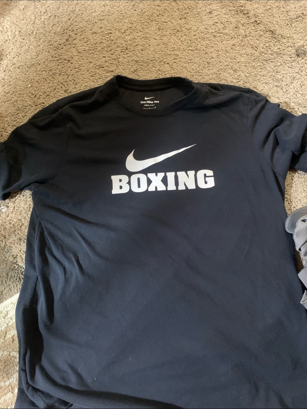 Nike Black T-Shirt with White Swoosh and BOXING Print